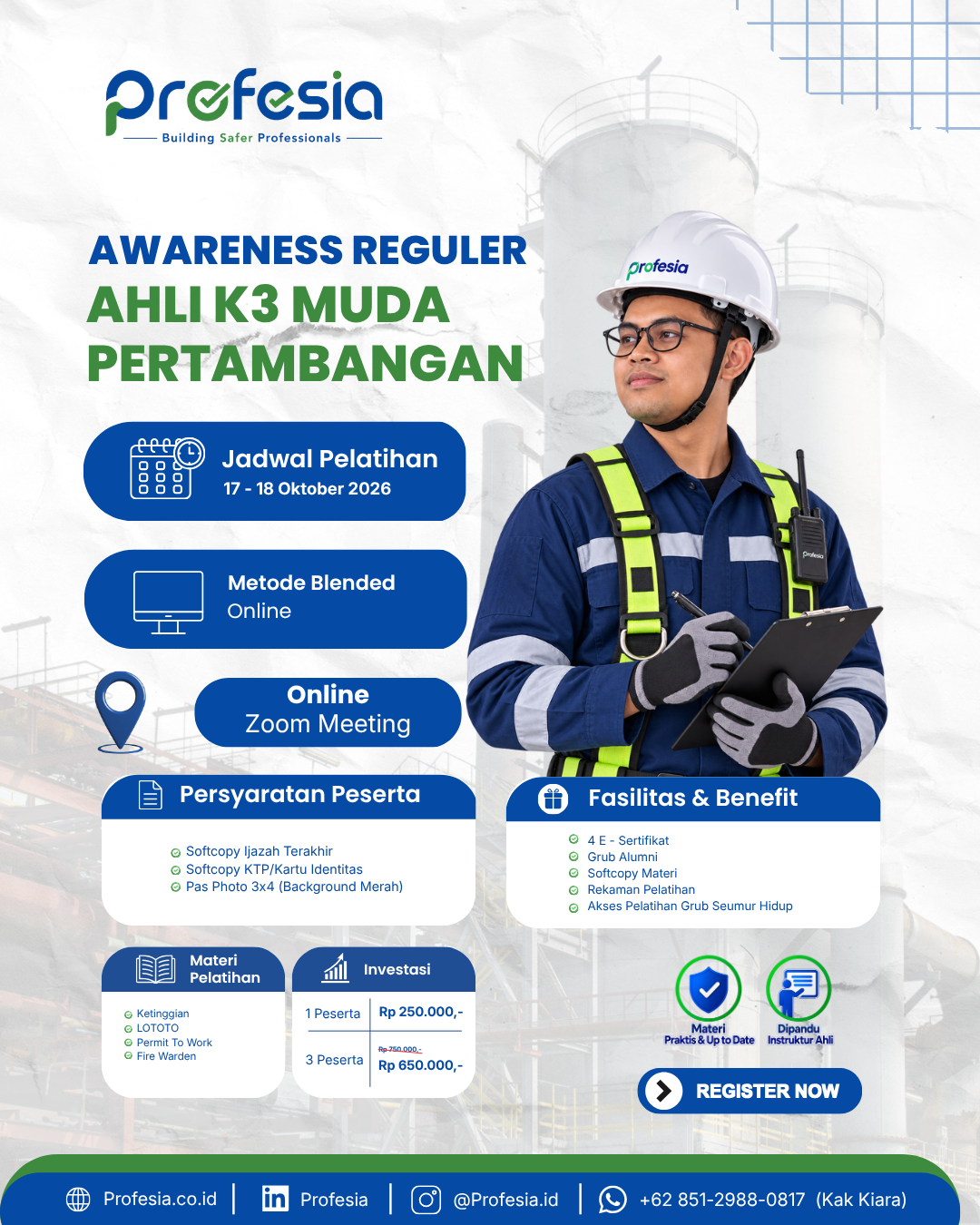 Foto flyer resmi Ahli K3 Muda Pertambangan — Awareness