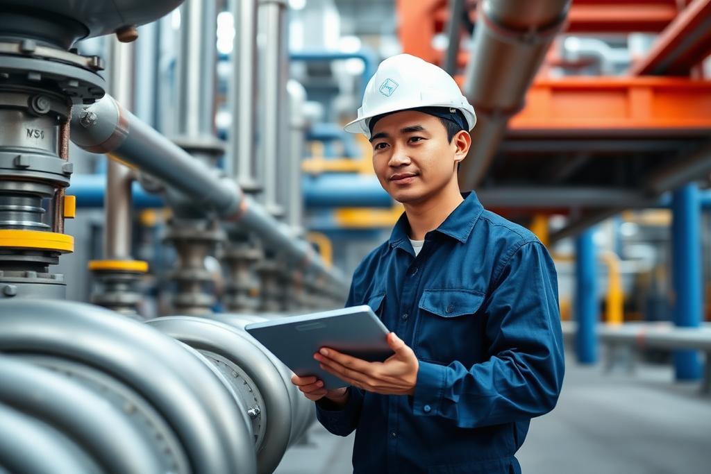 Inspeksi keselamatan di fasilitas industri