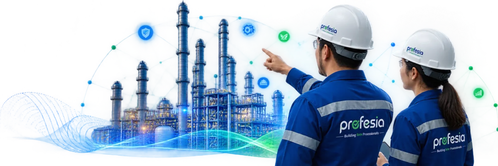 Dua profesional K3 Profesia meninjau fasilitas industri