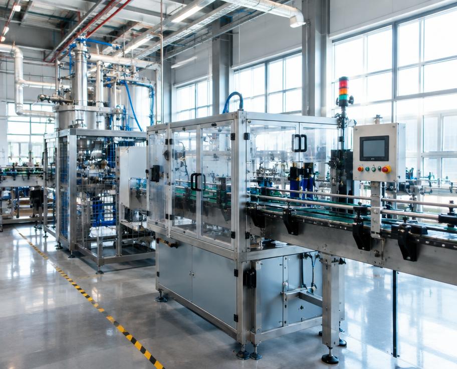 Fasilitas manufaktur modern dengan mesin produksi